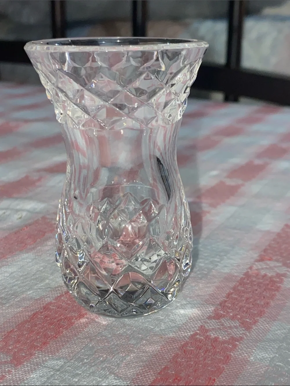 Clear Crystal Cut Mini Bud Vase